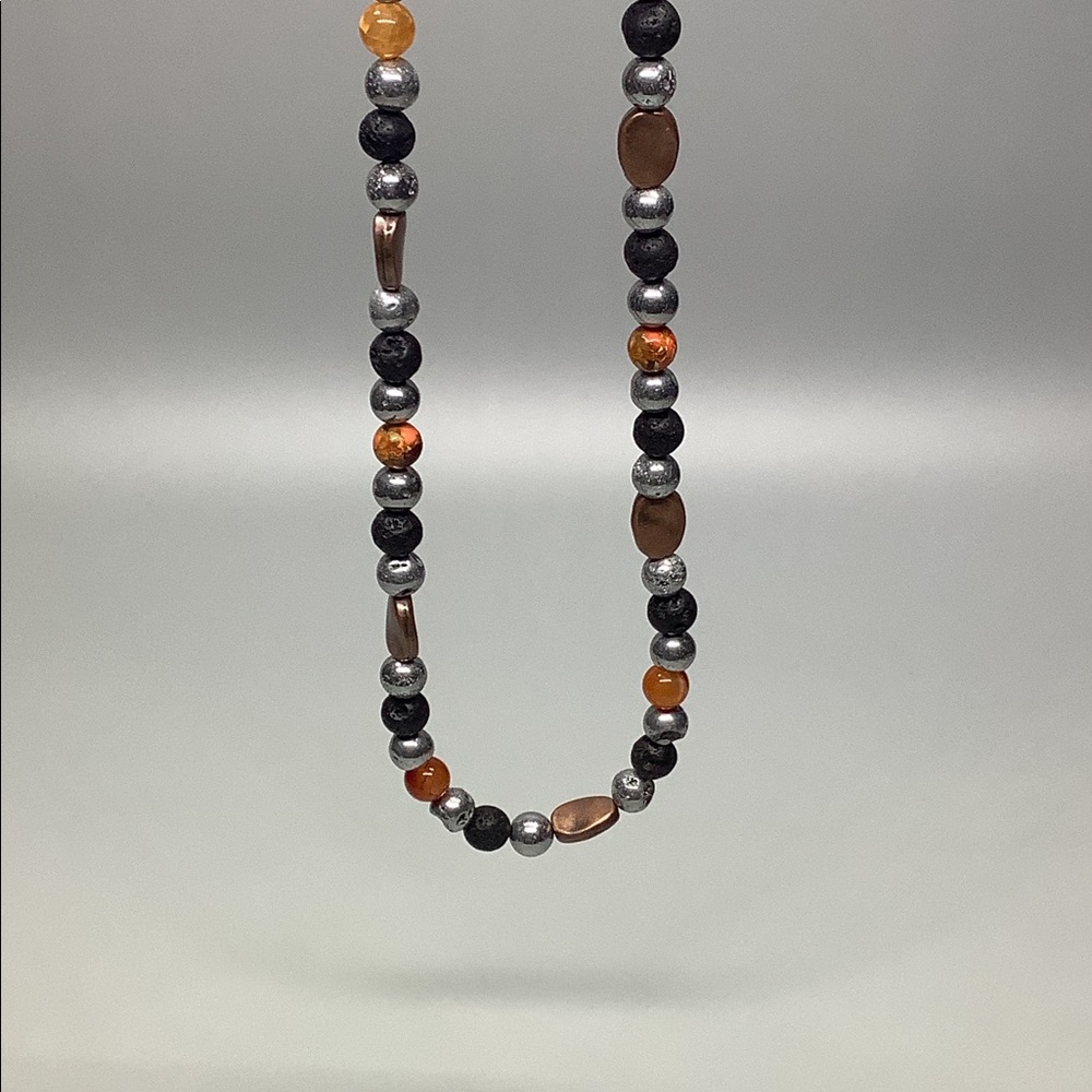 Boho 💥 Druzy, Lava, Jasper, Copper Bead Necklace - Picture 10 of 11